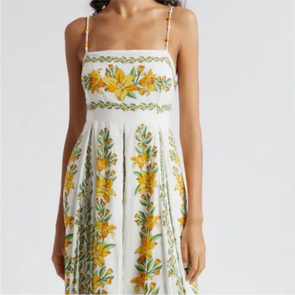 NWT Farm Rio Womens Tropical Lightness Maxi Dress Off White Yellow floral - Picture 12 of 12